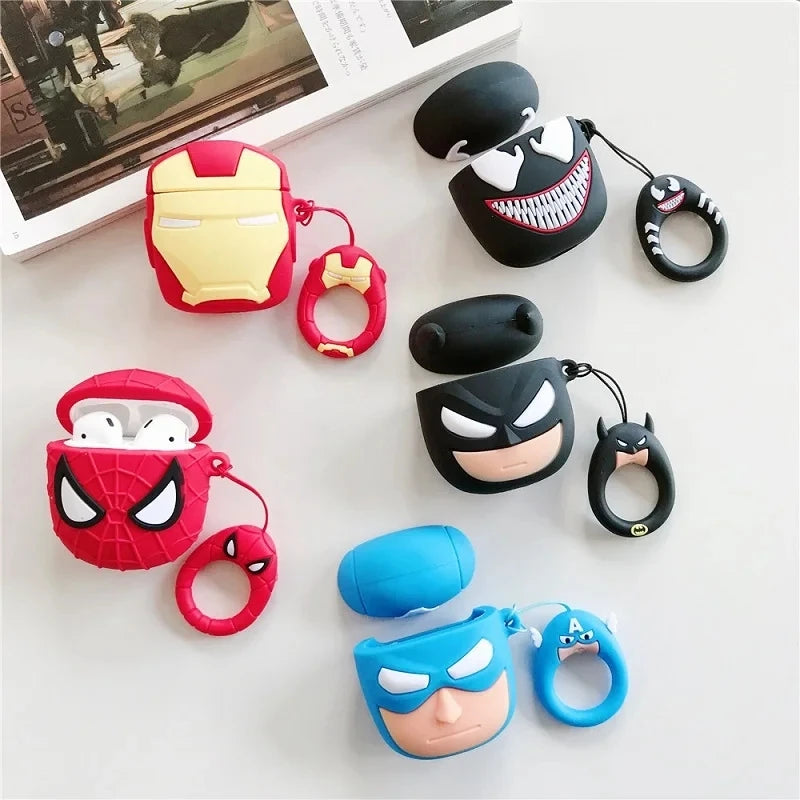 Venom For Airpods Pro 3 pro 2 Case Spider-Man Iron Man Captain America Protective Earphone Silicone Cover For Airpods 1 2 3 4