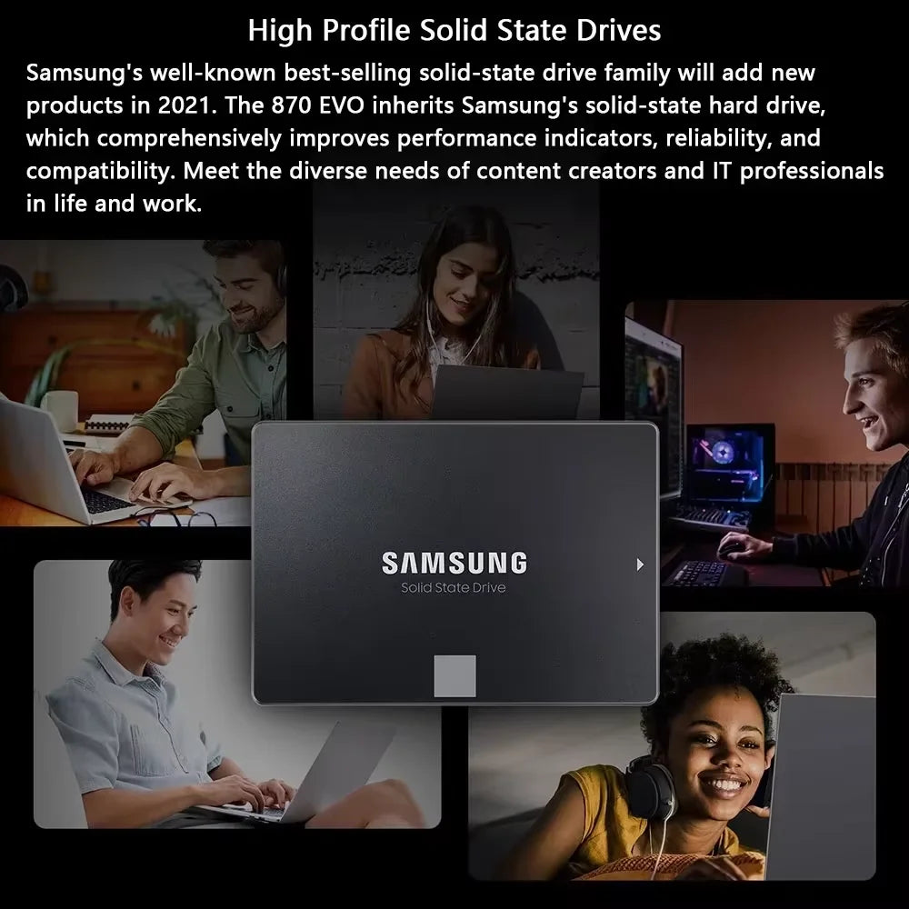 Samsung 2.5'' SATAIII SSD 870 Evo 2TB 1TB 500GB 250GB Internal Solid State Drive Storage Disk For Laptop Desktop