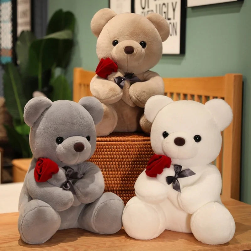 23cm Teddy Bear with Rose Bear for Valentine's Day Eternal Roses For Mother's Day Anniversary Graduation Handmade Romantic Gift
