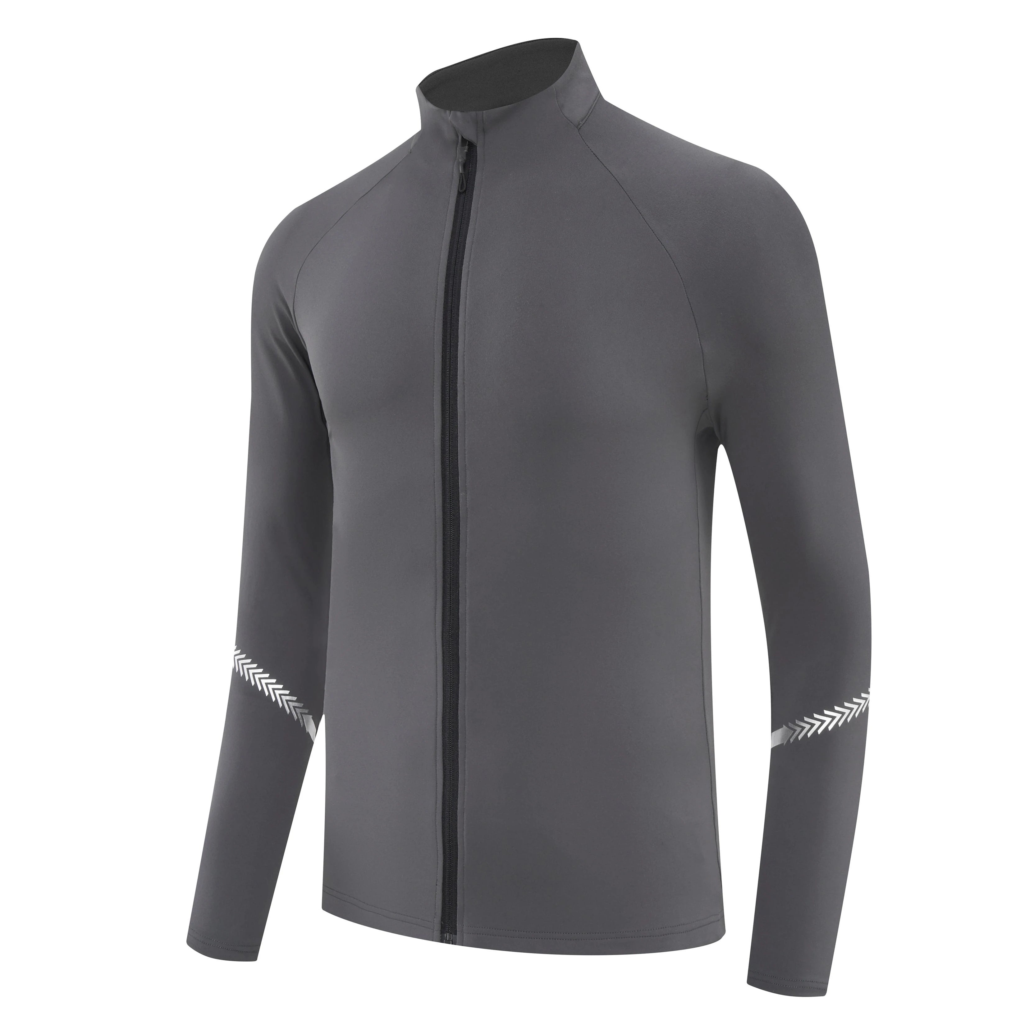 Winter Mens Running Jackets Long Sleeve Full Zipper Training Shirts Workout Sports Sweatershirt Sportswear Elastic Reflective