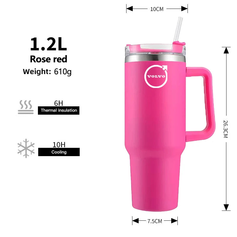Car Logo Thermos Cup High Quality Insulated Thermos Double Wall Thermal Iced Travel Cup For Volvo V50 S60 S90 S80L EX30 V40 XC90