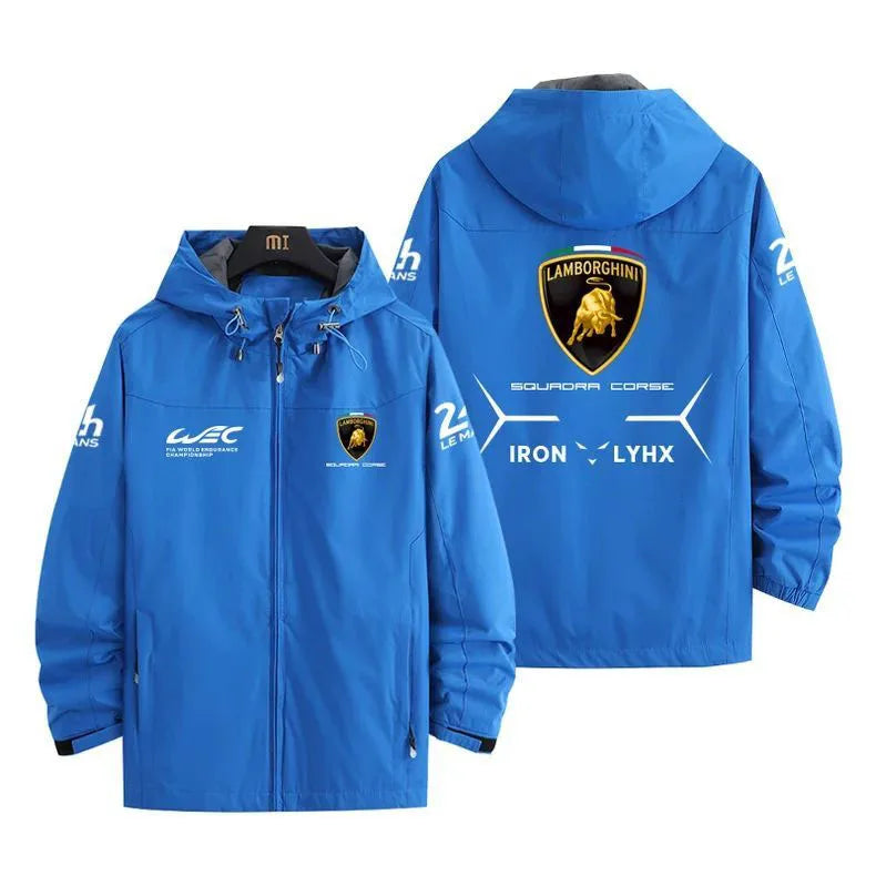 Men's thin windbreaker jacket with Lamborghini logo, suitable for sports, leisure, outdoor and fishing, windproof, UV protection