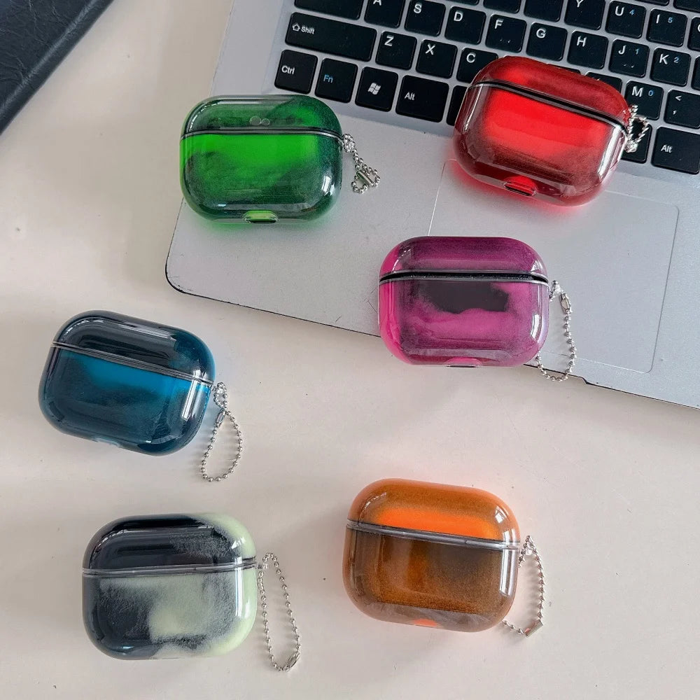 Luminous Glitter Quicksand Earphone Case for AirPods 4 3 2 1 AirPods Pro 3 2 Moving Sand Sparkles Brilliant Dark Headphone Cover