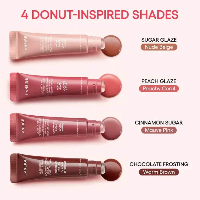 Laneige Lip Glowy Lightweight Hydration Lip Balm Gloss Tint Shea Butter Honey Donut Colored Lipstick Moisturising Lip Oil Care