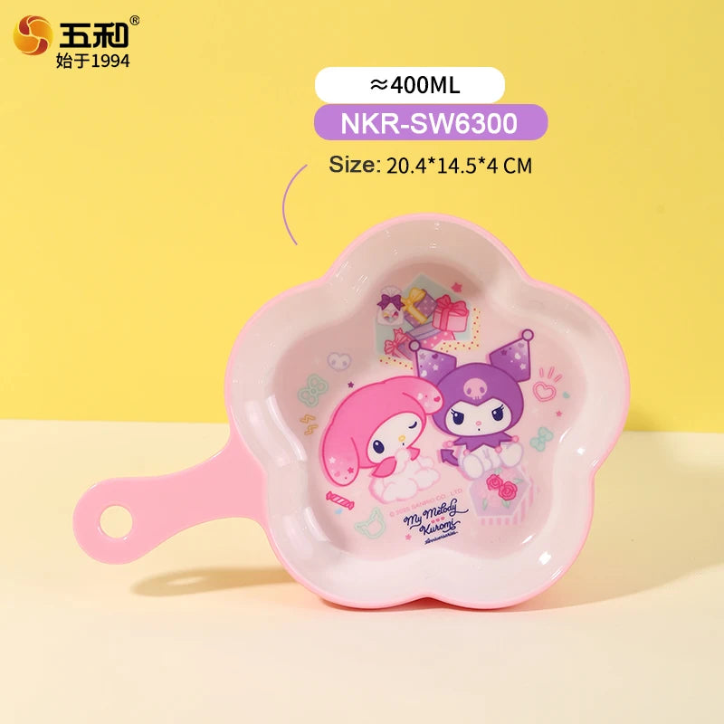 For Sanrio Kuromi Children Tableware Food Grade Dining Plates BPA-Free Salad Fruit Bowl Cartoon Baby Complementary Food Bowls