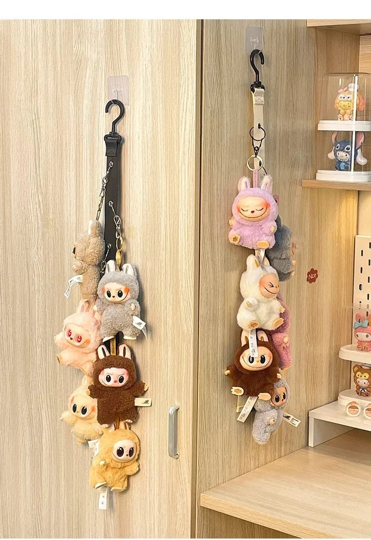 Hanging Storage Hook for Labubu Cartoon Doll Storage Rack with 8 Hooks Door & Wall Hanging Organizer for Labubu Accessories