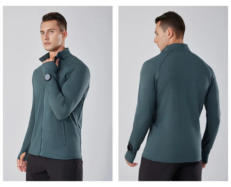 Men's Women's Marathon Running Training Jackets Thumb Holes Watch hole Stand collar Fitness Winter Jogging Training Zipper Coat