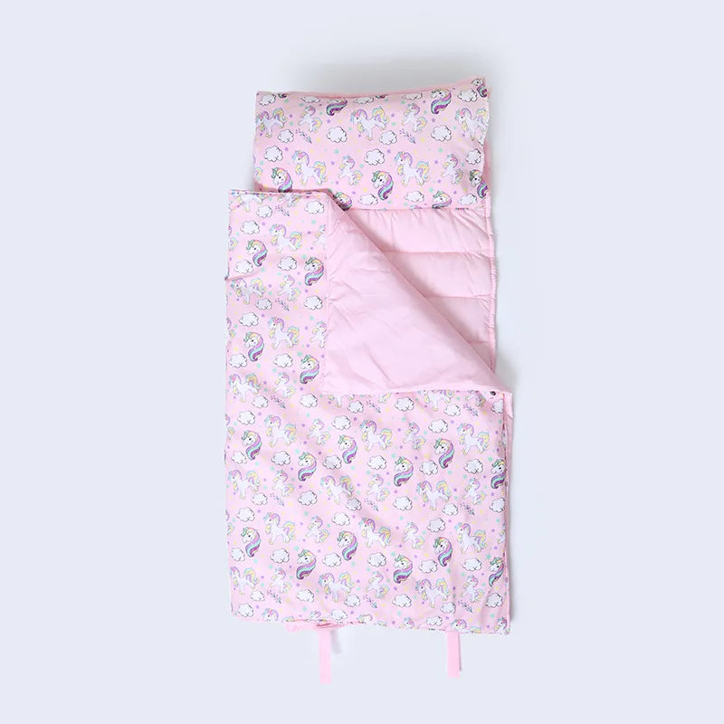 Toddler Nap Mat for Daycare Preschool: Kids Sleeping Bag with Pillow and Blanket Kindergarten Prek Naptime Slumber Bag Roll Up