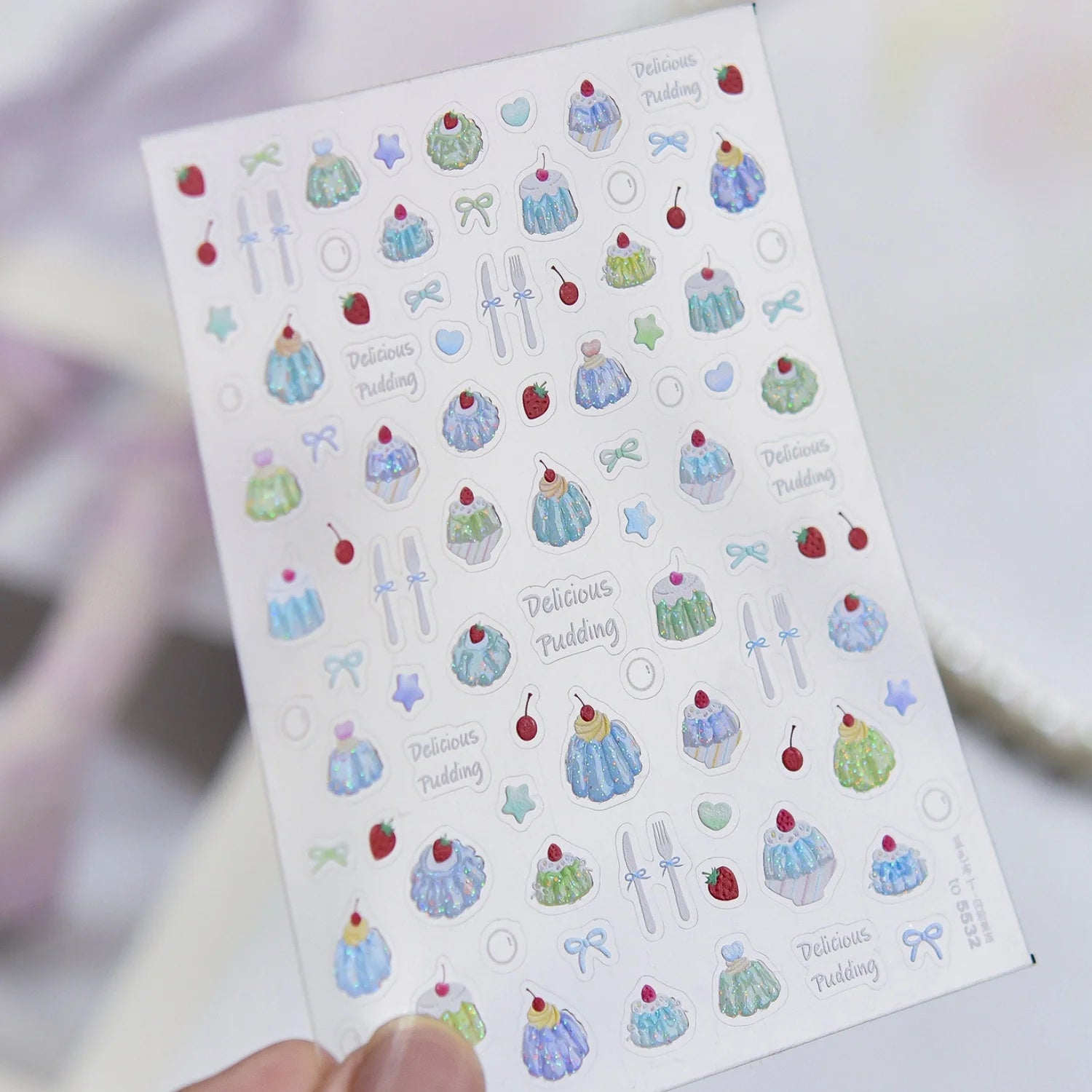 Spring Strawberry Vine 5D Nail Art Stickers Garden Fresh Red Strawberry Green Leaves Flower Cherry Branch Bow Nail Decals DIY