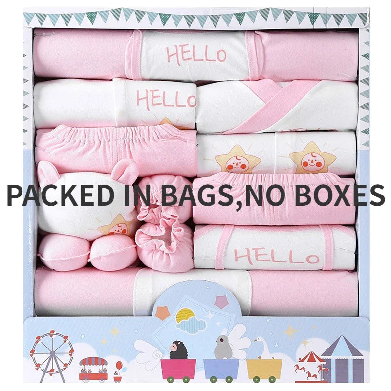 Newborn 18pcs/Set Clothes Soft Cotton Cartoon Clothing Set Spring Autumn Baby Boys Girls New Born Hat Bib Suits 0-6Months Babies