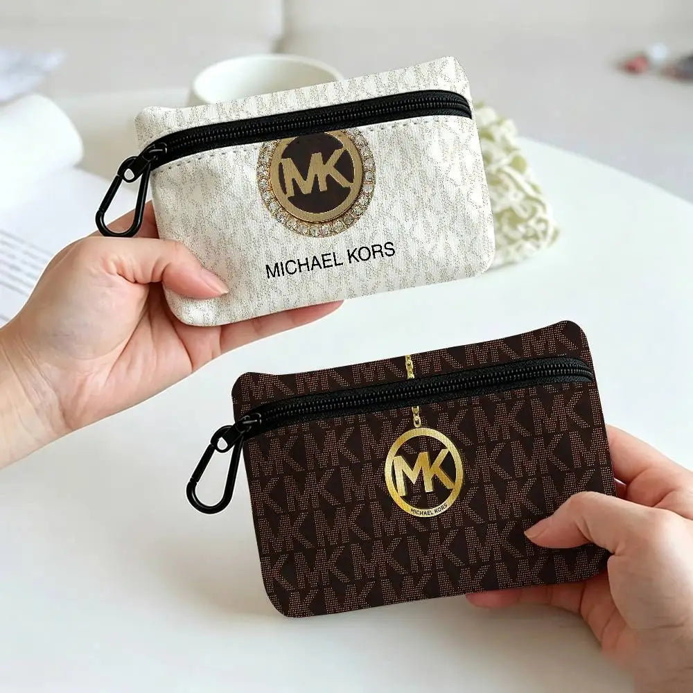 Fashion Luxury Brand M-Michael K-Kors Logo Lightweight Oxford Fabric Coin Purse Carabiner Hook Design Card Key Organizer Bag