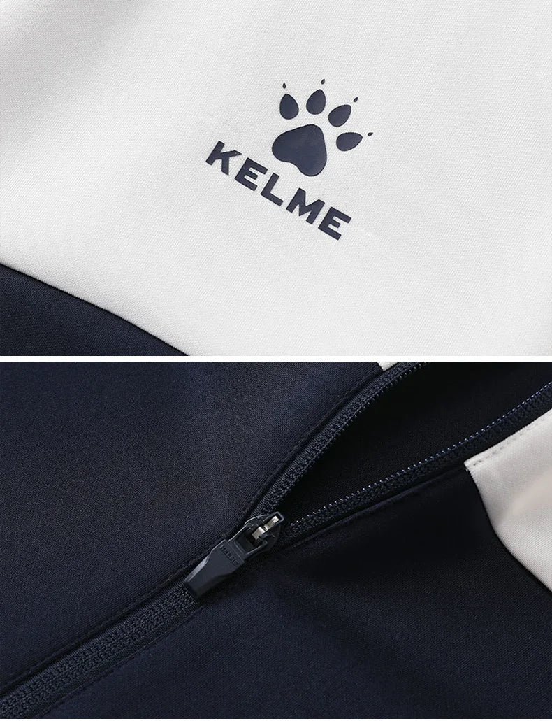 Kelme Football Training Knitted Jacket For Men's Spring 2024 Printed Stand Up Collar Cardigan Sports Coat Children's Sportswear