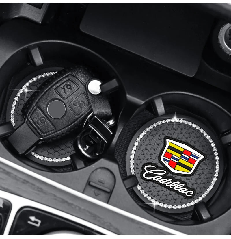 Car Non-slip Water Cup Pad Diamond Rhinestone Bling Decoration For Cadillac Escalade GT4 XT4 ATS XT5 CTS XTS RS Accessories