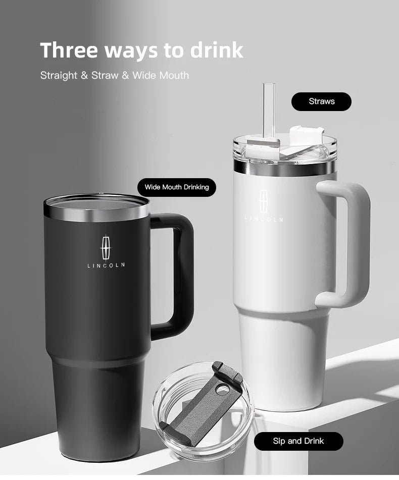 1200ML Large Capacity Stainless Steel Car Insulated Mug For Lincoln Navigator Continental Nautilus Aviator MKZ MKX MKC MKT MKS
