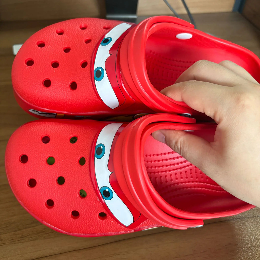 New Disney McQueen Pix Cartoon Solid Color Waterproof Anti Slip Hole Outdoor Sandals Casual Sandals Adult Anime Accessories