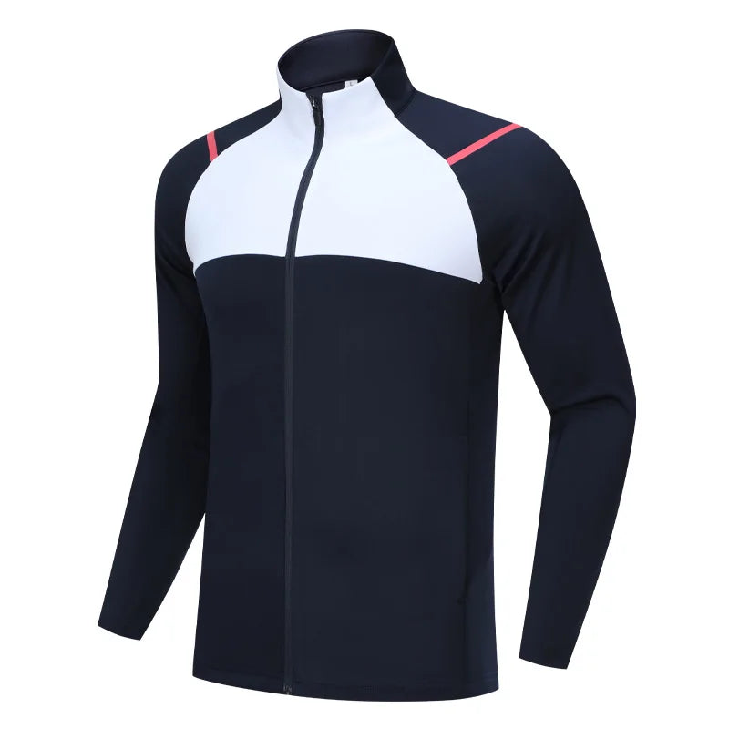 Men Sweatshirt Running Training Patchwork Zipper Pocket Outdoor Casual Fashion Coat Gym Jogging Breathable Quick Drying Jacket