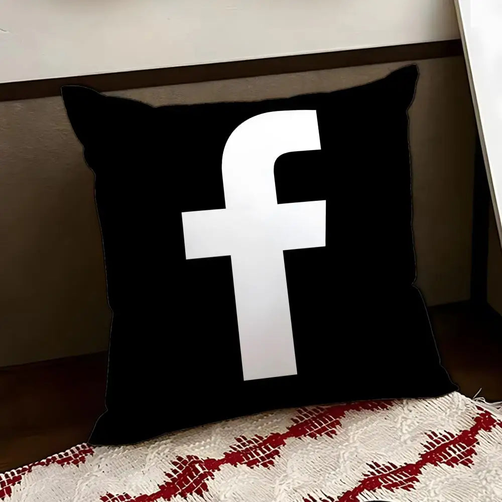 F-facebook-K Cushion Cover Reversible Soft Durable Pillow Cover Home & Car Multi-Scene Use for Daily Comfort