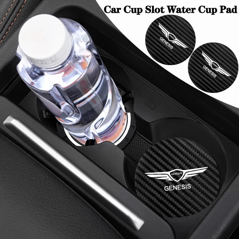 2Pcs Car Coaster Water Cup Anti-slip Pad Auto Accessories For Genesis G80 GV70 GV80 GV60 G70 Essentia Neolun G90 GV90 X