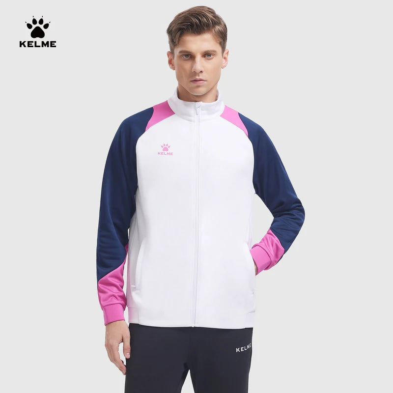 KELME Men's Running Jacket Football Sport Training Coat Windproof Fitness Jogging Sportwear Warm Lamb Woll Jackets 8361WT1064