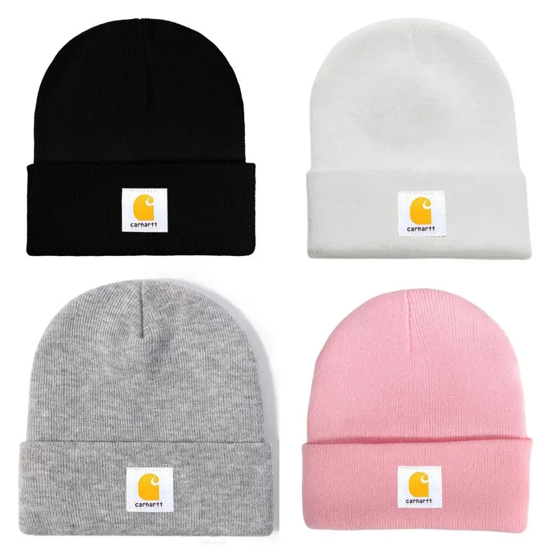 Unisex Knitting Wool Beanie Skullies For Men Women Color Elastic  Hat Fashion Label Outdoor Ear Warmer Pullover Cap