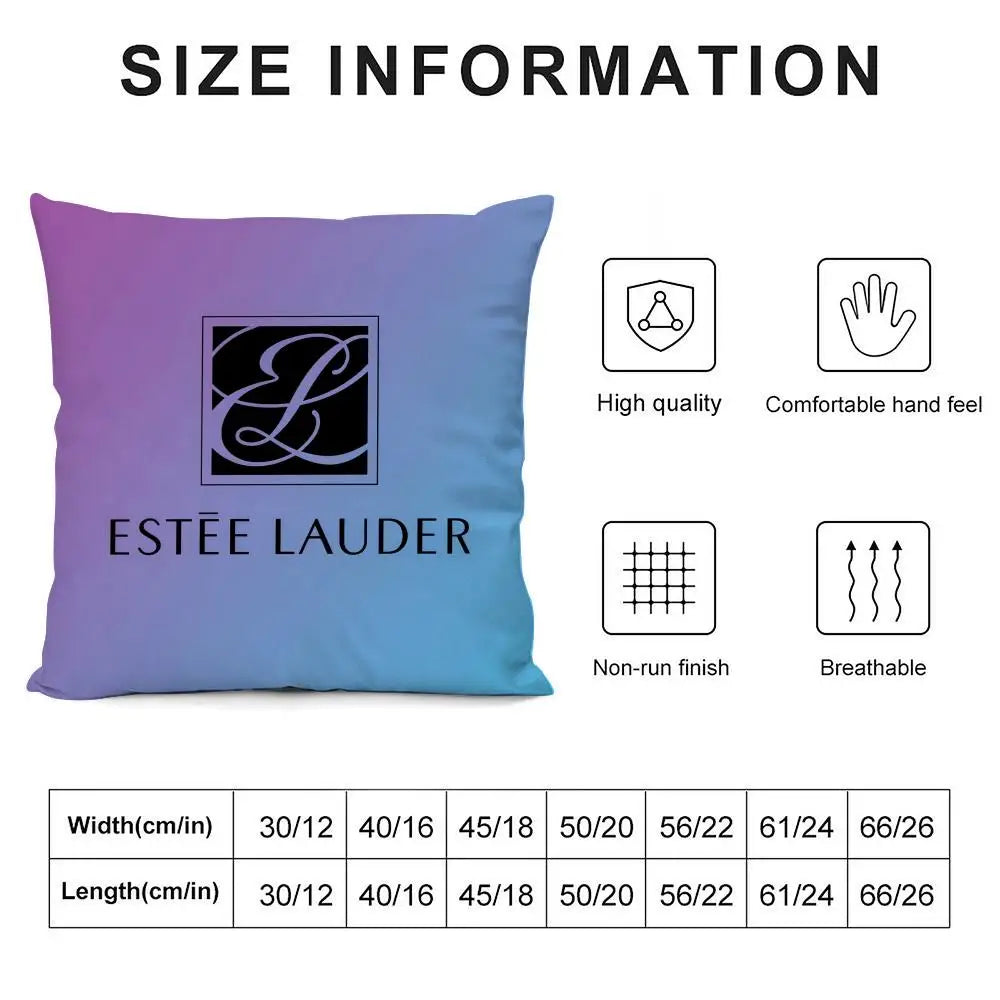 Luxury E-Estee l-Lauder Cushion Cover Elegant Comfort Pillowcase Sofa Bed Double-sided Printed Invisible Zipper Home Decor