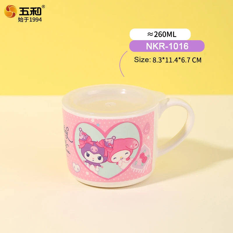 For Sanrio Kuromi Children Tableware Food Grade Dining Plates BPA-Free Salad Fruit Bowl Cartoon Baby Complementary Food Bowls