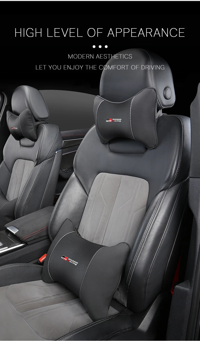 Leather Car Headrests Lumbar Pillows Auto Neck Pillows For Toyota Supra Aygo Prado RAV4 Hilux Yaris Corolla 4Runner Camry Avalon