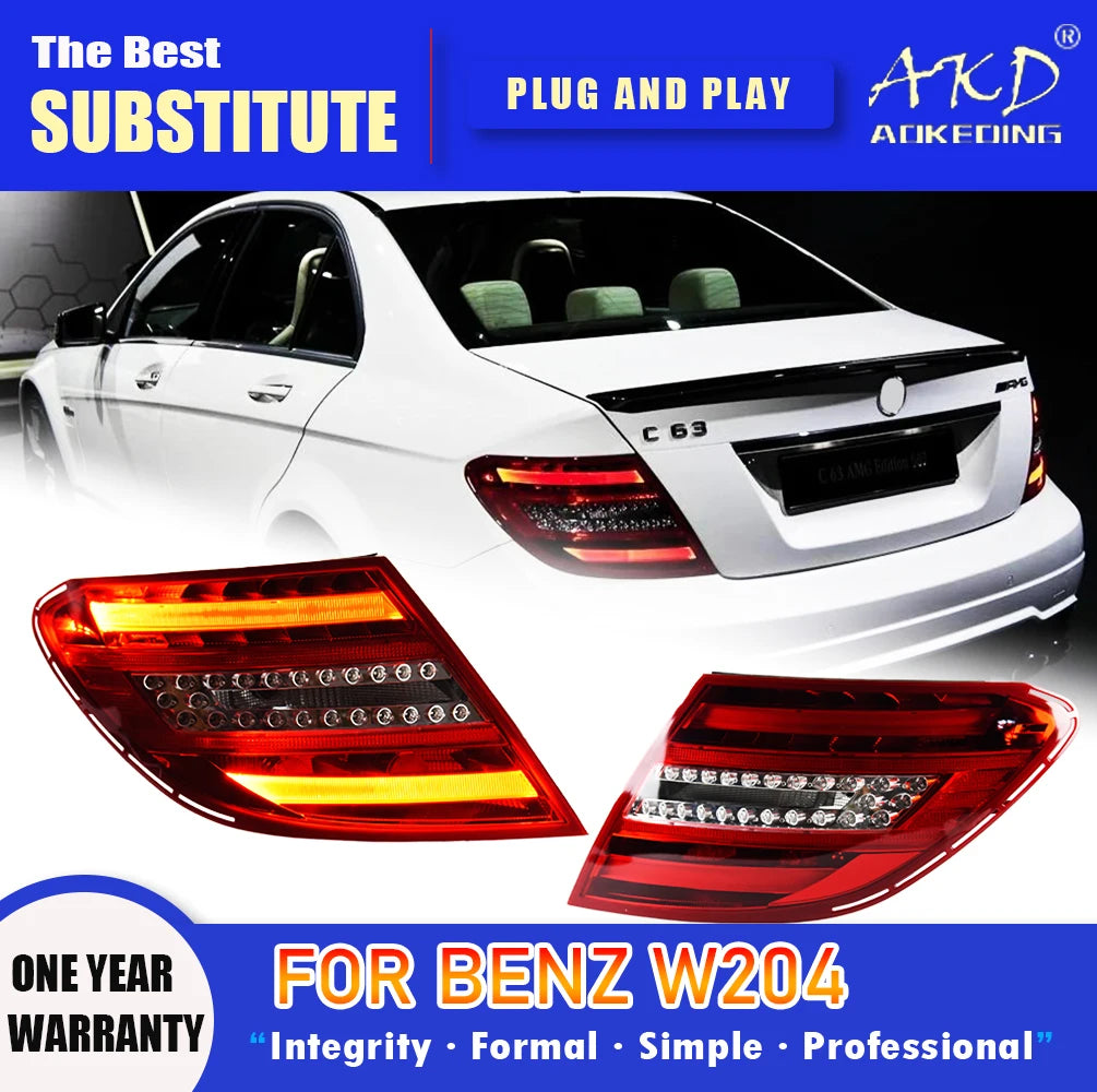 AKD Tail Lamp for Benz W204 LED Tail Light 2007-2013 C180 C200 C300 C350 C63 Rear Fog Brake Turn Signal Automotive Accessories