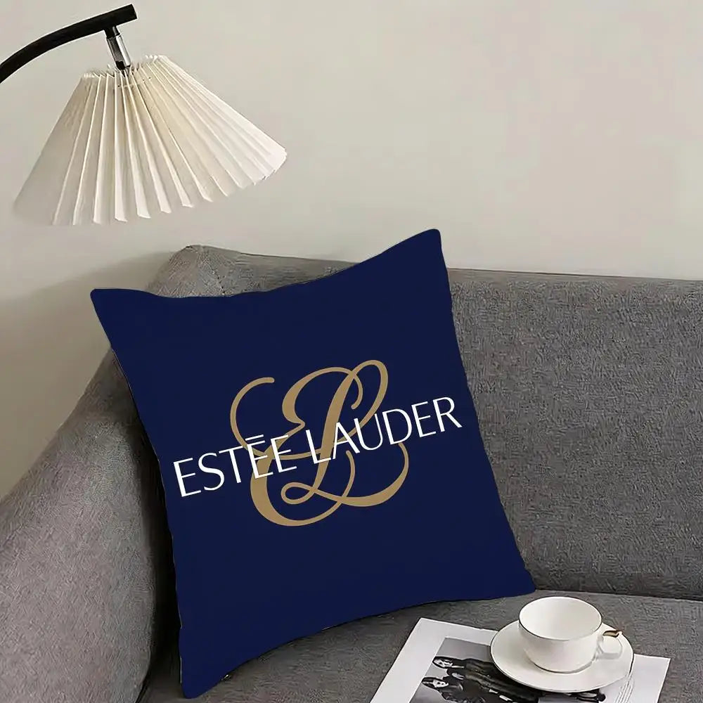 Luxury E-Estee l-Lauder Cushion Cover Elegant Comfort Pillowcase Sofa Bed Double-sided Printed Invisible Zipper Home Decor