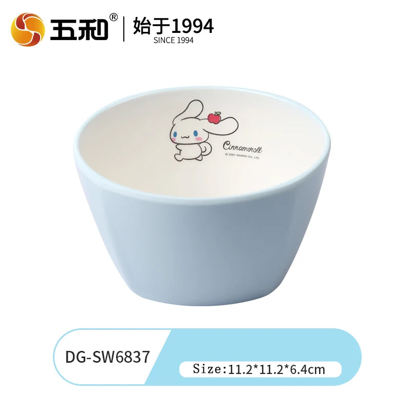 For Sanrio Cinnmoroll Children Tableware Cartoon Soup Spoons Anti-Fall Dining Plates Salad Bowls Water Cups Food-grade Tableware