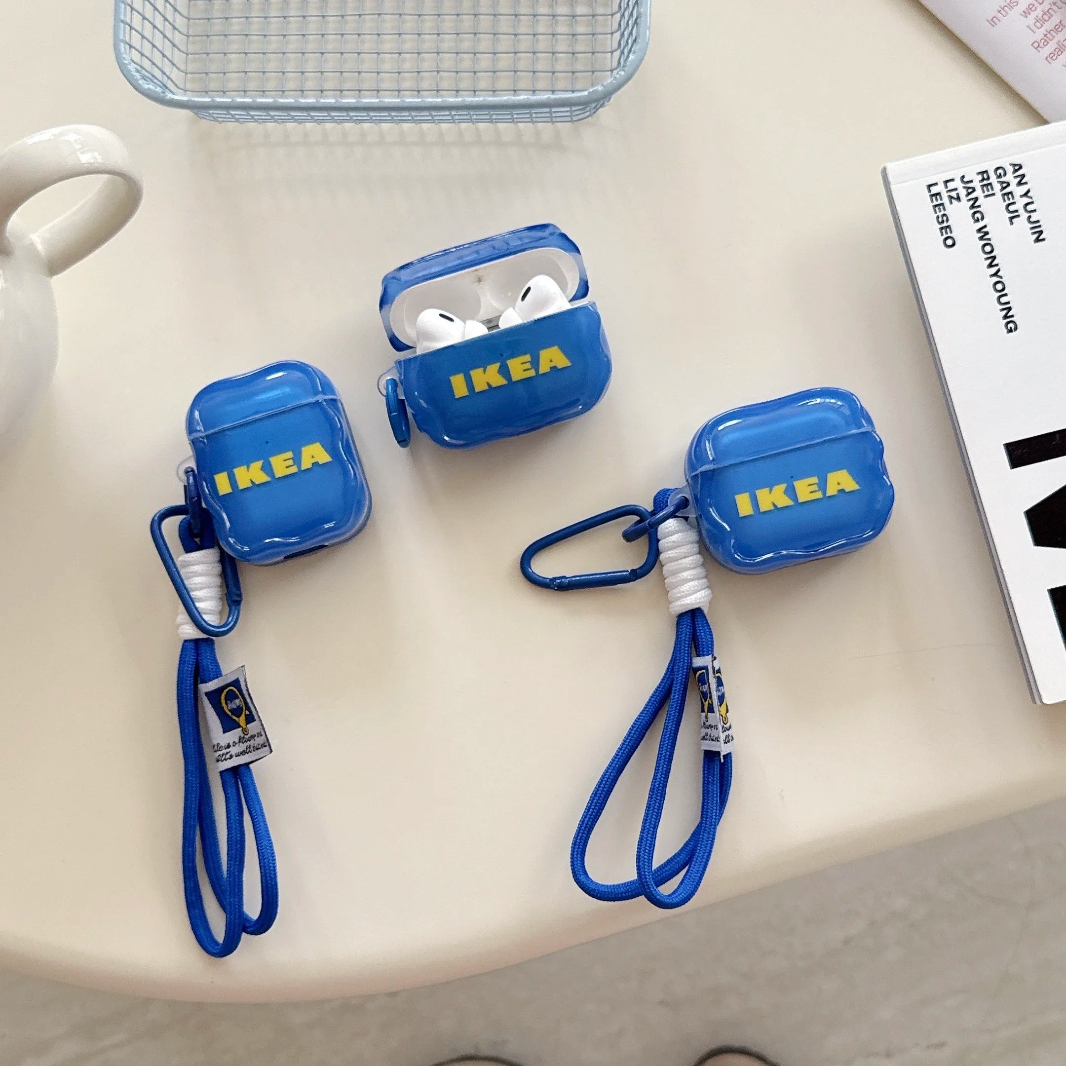 Fun Blue-Backed Alphabet Earbud Cases for AirPods Pro 3, Pro 2, AirPods 4, 3, 2, 1 Shock-Resistant Protective Cases with Lanyard