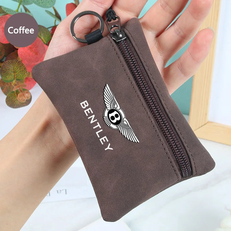 Portable Suede Car Key Bag Zipper Wallets Card Coins Pouchs For Bentley Flying Spur Continental GT Bentayga Mulsanne Accessories