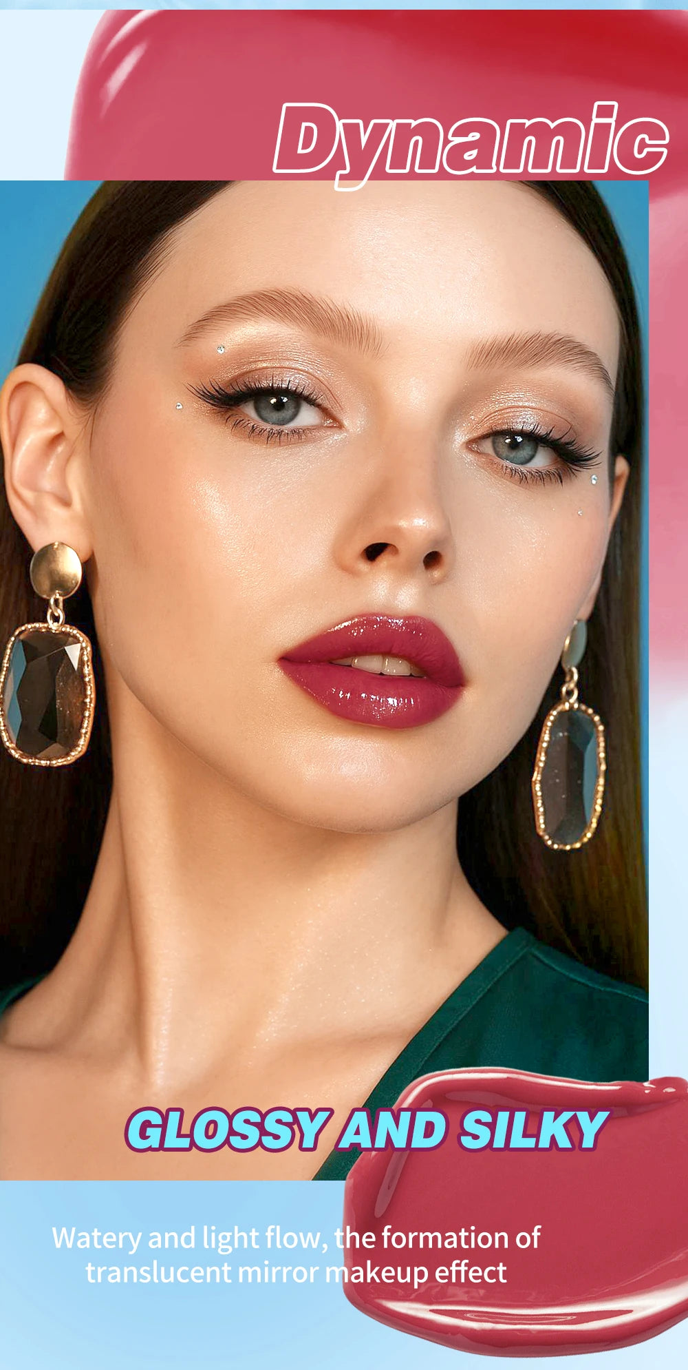QIBEST Hydrating Crystal Lip Gloss Easy to Fade Mirror Water Glazed Lip Glaze Long Lasting Moisturizing Gloss Lip Tint Cosmetics