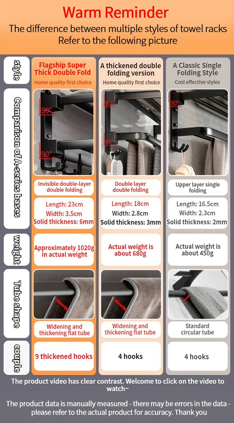 Upgrade And Thicken Grey/Black 40CM-60CM Towel Rack Space Aluminum Toilet Storage Rack Wall Mounted BathTowel Rack
