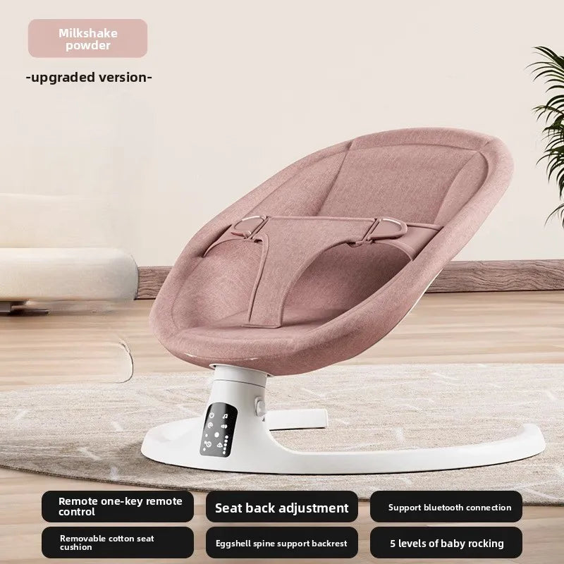 Baby Electric Rocking Chairs,Baby Bouncers Bluetooth & USB Music Baby Swing Electric 180° Rotating Seat, Multi Speed Baby Rocker