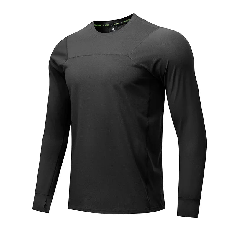 Quick Dry Long Sleeve T-Shirt Men's Thin Collar Breathable Outdoor Sports Base Shirt Striped Pattern Casual Comfortable Top