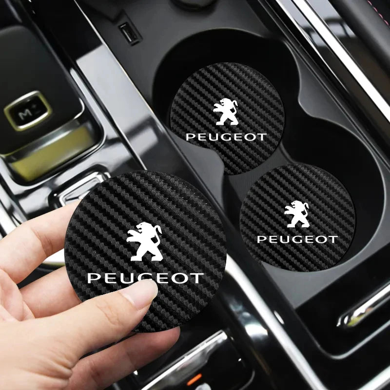 2Pcs Car coaster water anti slip pad silicone waterproof interior accessories For Peugeot 206 208 207 3008 308 2008 107 508 607