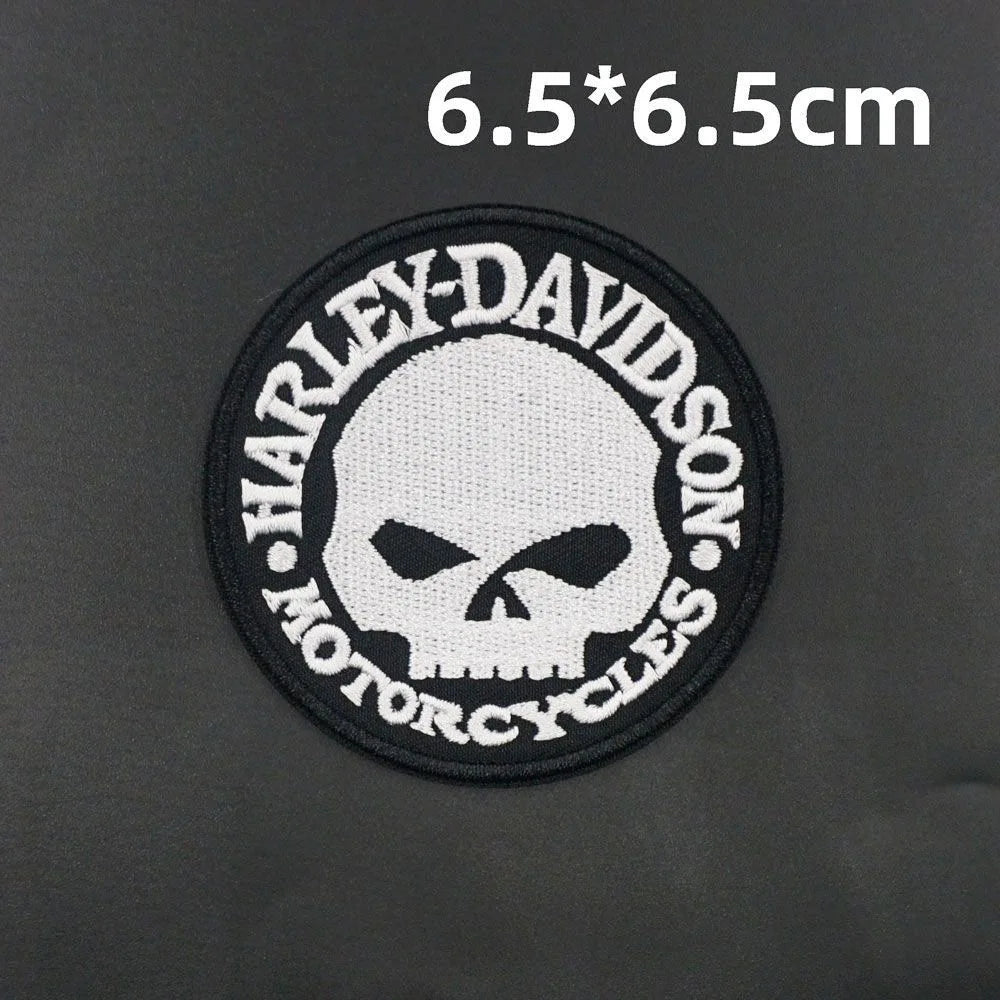 New Harley Davidson Punk Embroidered Patches on Clothes Iron on Patches for Clothing Jacket Badge DIY Biker Appliques Stirpes