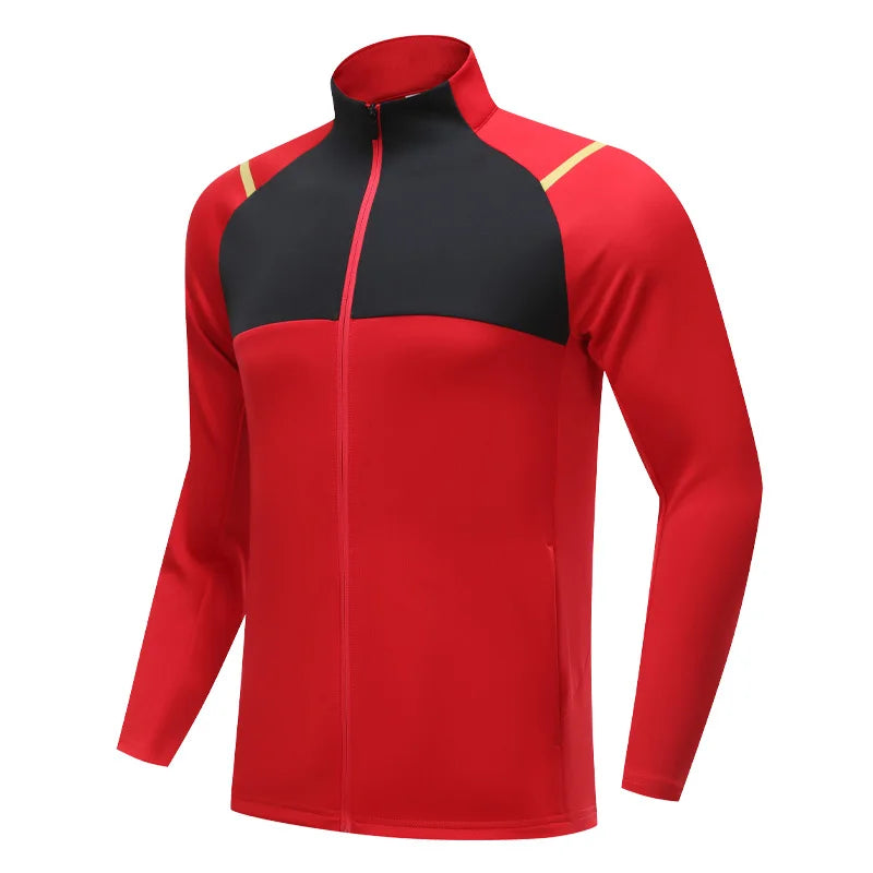 Men Sweatshirt Running Training Patchwork Zipper Pocket Outdoor Casual Fashion Coat Gym Jogging Breathable Quick Drying Jacket