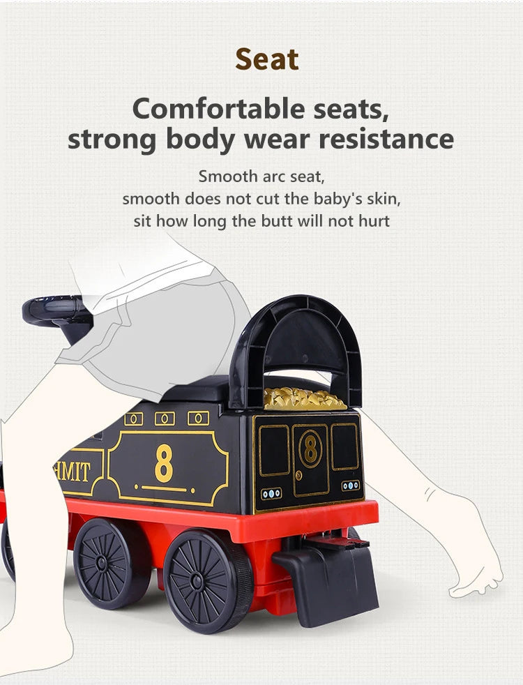 Child Electric Train Kids Riding Toy Ailway Classical  Model Can Carry Train Rail Car Children's Baby Walker Stroller Toys Gifts