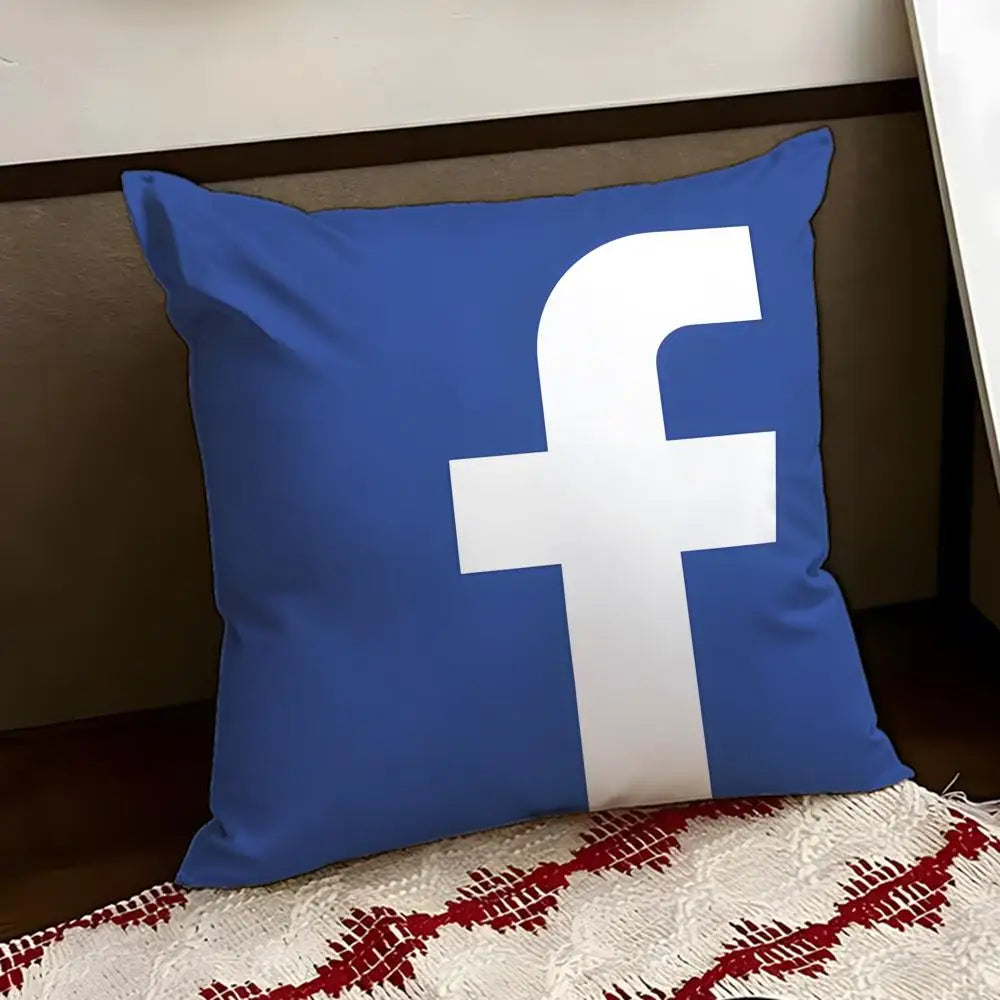 F-facebook-K Cushion Cover Reversible Soft Durable Pillow Cover Home & Car Multi-Scene Use for Daily Comfort