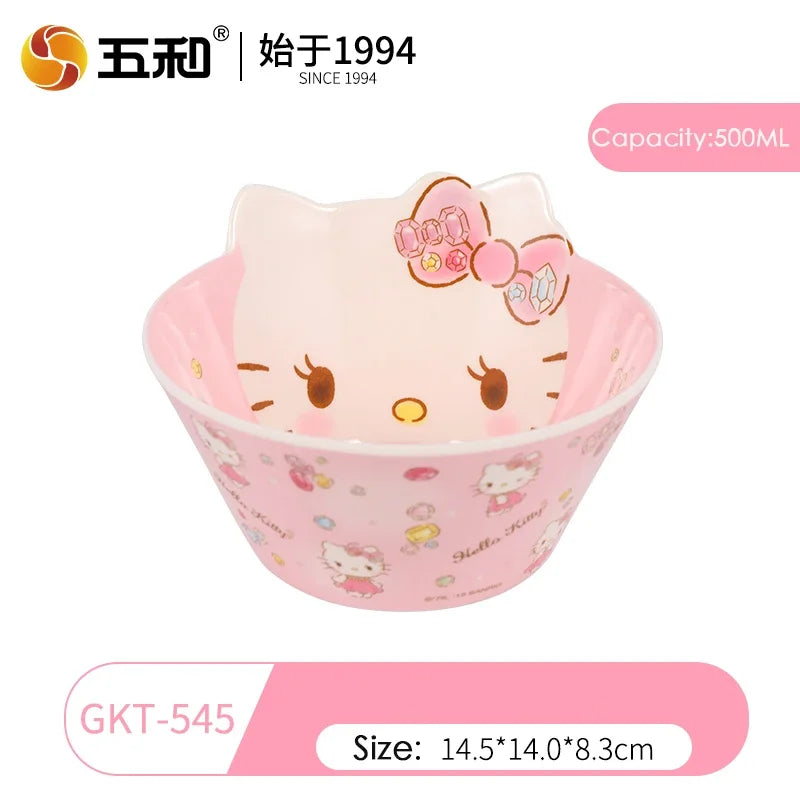 For Hello Kitty Children Tableware Cartoon Irregular-shaped Bowls Anti-scald Dining Plates BPA Free Baby Food Supplement Bowls