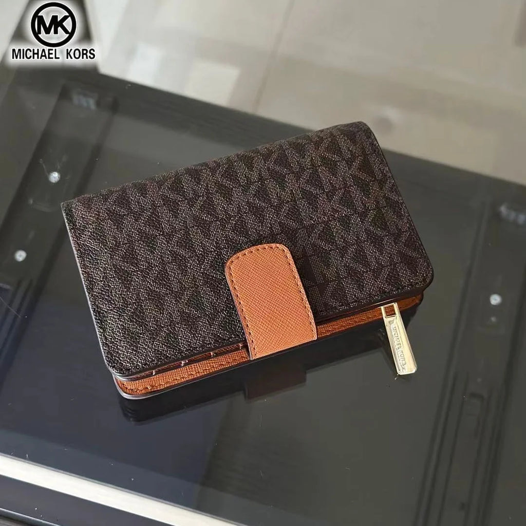 2026 New Michael Kors Women's Fashion Luxury Men's and Women's MK Leisure High end Wallet Card Bag Folding Versatile Zero Wallet