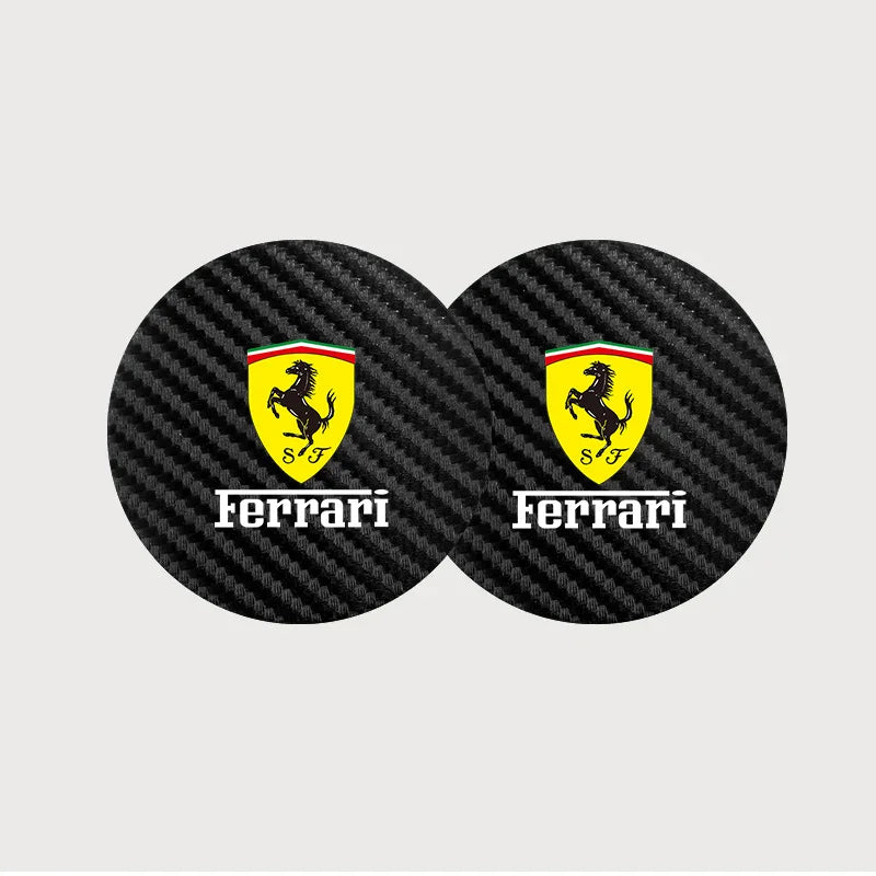 2PCS Car Coaster Water Cup Bottle Anti-slip Mat Leather Pad for Ferrari F430 488 458 F12 Roma 812 F8 599 612 FF F12 berlinetta