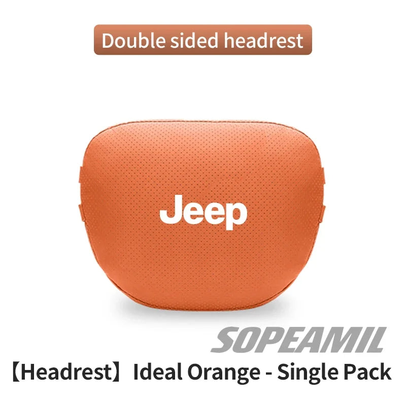 Car Suede Leather Headrest Seat Waist Cushion Pillow Jeep Patriot Commander Renegade Compass Grand Cherokee Wrangler Gladiator