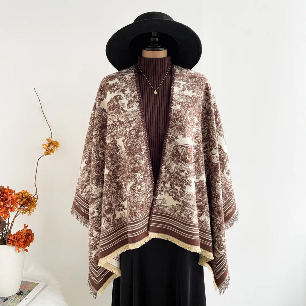 Warm Faux Cashmere Double-Sided Women's Scarf Spring Autumn Winter Air Conditioned Room Decorated Aslan Cape Fashionable Commute