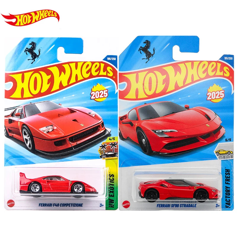 Hot Wheels 2025 C4982 Ferrari Set - Ferrari SF90/F40/365 Alloy Car Models, 1:64 Diecast Racing Cars for Collectors Kids Toys