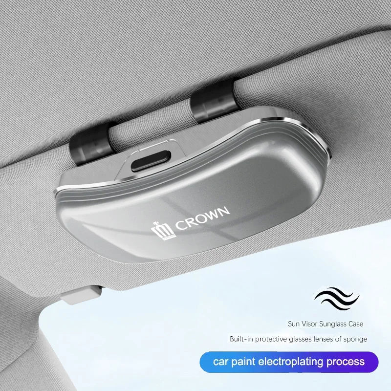 Car Sun Visor Glasses Case Sunglasses Storage Gift Box Accessories For Toyota Crown GR Corolla Camry Prado Aygo Cruiser CHR Rav4