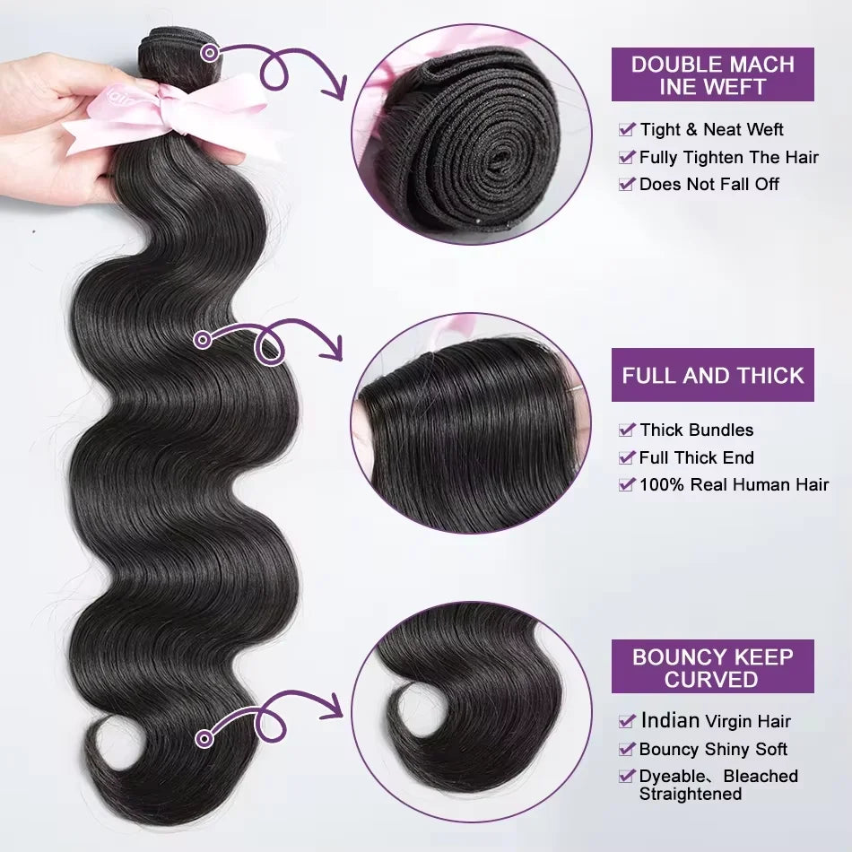 16A Body Wave Bundles Human Hair 40 Inch Remy Brazilian Virgin Weave Hair 3 4 5 Pcs 100% Unprocessed Raw Hair Bundles Extensions