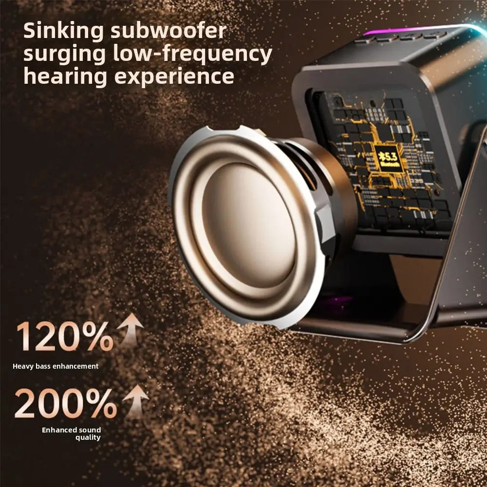 Auto-induction Wireless Induction Speaker Dual Mode RGB Ambient Light Bluetooth Speaker Enhance Sound Quality 360° Rotation